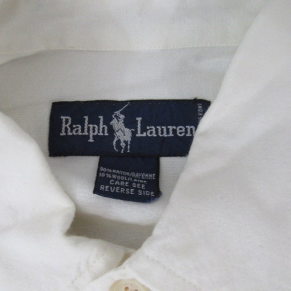 Ralph Lauren Polo Ivory Button Up Embroidered Rayon Wool Top Size 8 - Picture 6 of 8